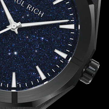 Muški crni sat Paul Rich s čeličnim remenom Star Dust II - Black 43MM