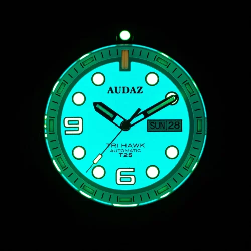 Men's silver Audaz Watches watch with steel strap Tri Hawk ADZ-4010-02 - Automatic 43MM