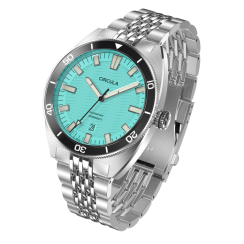 Strieborné pánske hodinky Circula Watches s oceľovým pásikom AquaSport II - Türkis 40MM Automatic