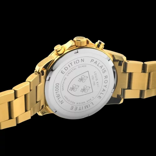 Relógio masculino Louis XVI de ouro com pulseira de aço Palais Royale 873 - Gold 43MM