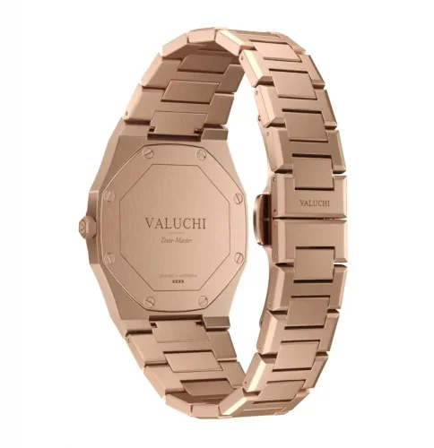 Złoty męski zegarek Valuchi Watches ze stalowym paskiem Date Master - Rose Gold Black 40MM