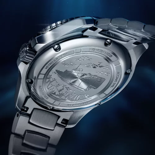 Stříbrné pánské hodinky Venezianico s ocelovým páskem Nereide Tungsteno 3121541C 39MM Automatic