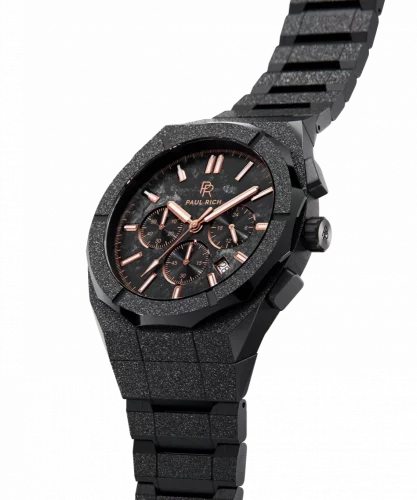 Čierne pánske hodinky Paul Rich s oceľovým pásikom Frosted Motorsport - Black / Copper 45MM Limited edition