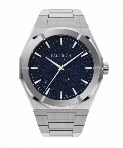 Strieborné pánske hodinky Paul Rich s oceľovým pásikom Star Dust II - Silver 43MM