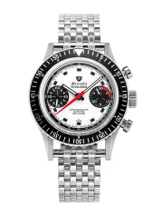 Men's silver Nivada Grenchen watch with steel strap Closed Caseback Chronomaster Paul Newman Inter.Bezel 86054M12LC 38MM