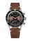 Męski srebrny zegarek Nivada Grenchen ze skórzanym paskiem Lollipop Honey 85008M14 38MM Manual