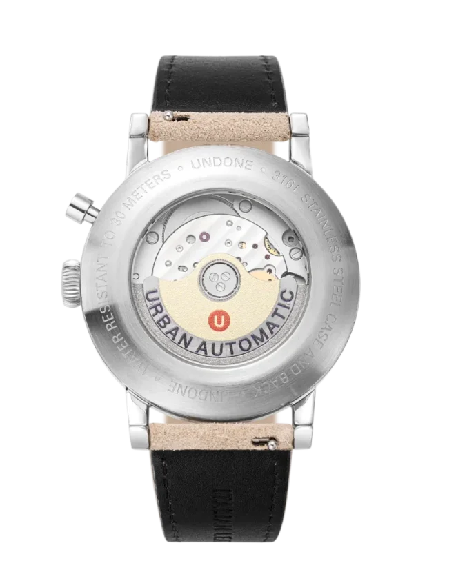 Men's silver Undone Watch with leather strap Urban Automatic Sandstorm 40MM