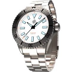 Miesten hopeinen NTH Watches -kello teräshihnalla 2K1 Subs Thresher No Date - White Automatic 43,7MM