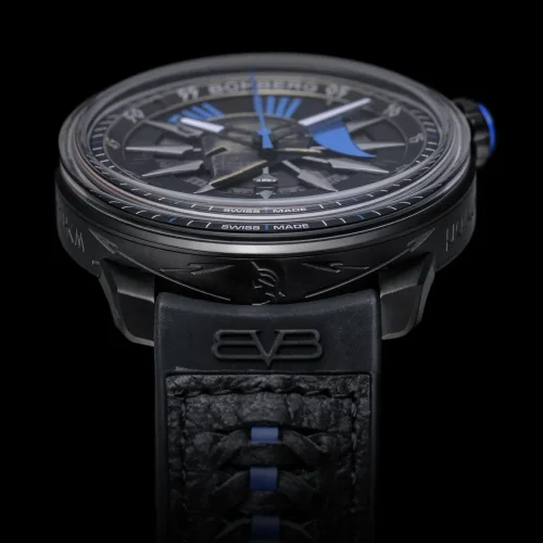 Men's black Bomberg Watch with leather strap AUTOMATIC SPARTAN BLUE 43MM Automatic