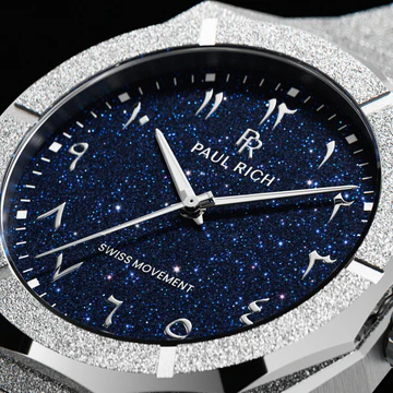 Reloj Paul Rich plateado para hombre con correa de acero Frosted Star Dust II Oasis - Silver 43MM