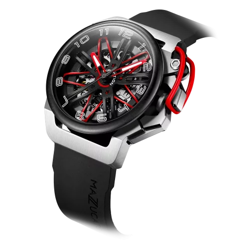 Čierne pánske hodinky Mazzucato s gumovým pásikom RIM Gt Black - 42MM Automatic