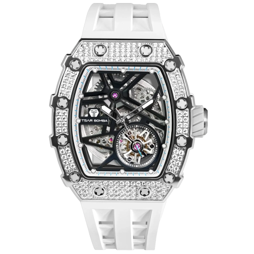 Montre homme Tsar Bomba Watch couleur argent avec élastique TB8209D - Silver / White Automatic 43,5MM