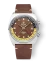 Men's silver Nivada Grenchen watch with leather strap Antarctic GMT - Tropical 32061A14 36MM Automatic