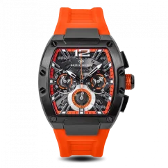 Men's black Ralph Christian watch with a rubber band The Intrepid Sport - Neon Orange 42,5MM