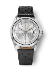 Orologio da uomo Nivada Grenchen in argento con cinturino in pelle Antarctic Spider 32023A10 38MM Automatic