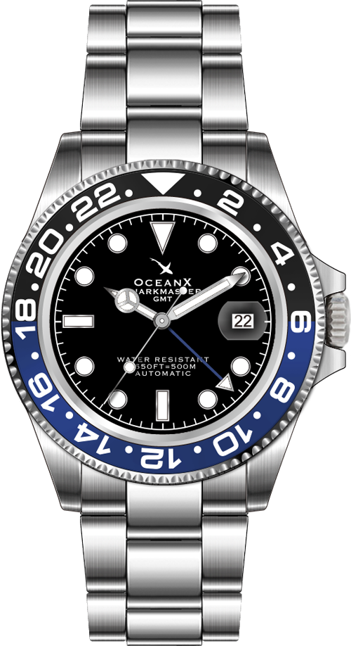 Men's silver Ocean X watch with steel strap SHARKMASTER GMT SMS-GMT-541 -  Silver Automatic 42MM