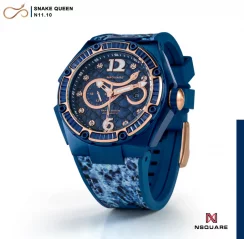 Muški plavi sat Nsquare s kožnim remenom SnakeQueen Blue 46MM Automatic