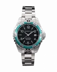 Relógio Momentum Watches prata para homens com pulseira de aço Splash Black 38MM