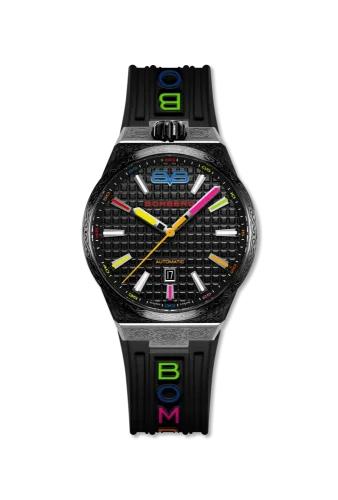 Crni muški sat Bomberg Watches s gumicom CHROMA NOIRE 43MM Automatic