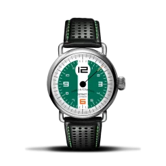 Montre Ferro & Company pour hommes en argent avec bracelet en cuir Distinct 3 British Racing Green 42MM Automatic