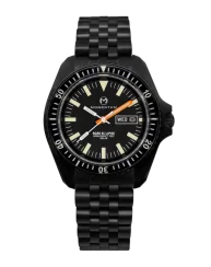 Schwarze Herrenuhr Momentum Watches mit Stahlband SQ30 Eclipse Solar Black-Ion - TROPIC FKM STEEL 42MM