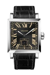 Męski srebrny zegarek Agelocer Watches ze skórzanym paskiem Codex Retro Series Silver / Black 35MM