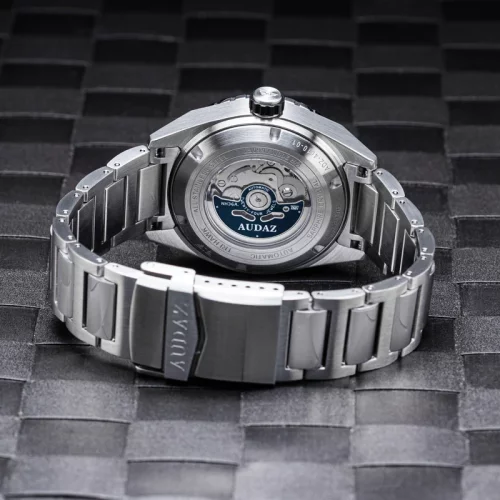 Men's silver Audaz Watches watch with steel strap Tri Hawk ADZ-4010-04 - Automatic 43MM