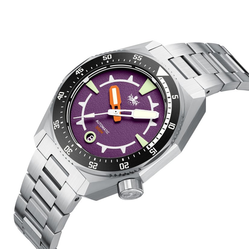 Men's silver Phoibos watch with steel strap Depth Hunter 300M PY060H Automatic 40MM