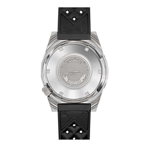 Stříbrné pánské hodinky Squale s gumovým páskem 1521 Full Luminous - Silver 42MM Automatic