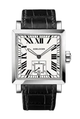 Męski srebrny zegarek Agelocer Watches ze skórzanym paskiem Codex Retro Series Silver / White 35MM