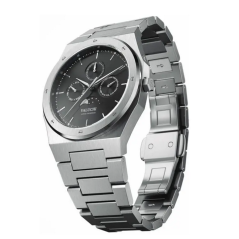 Herrenuhr aus Silber Valuchi Watches mit Stahlband Lunar Calendar - Silver Black Automatic 40MM