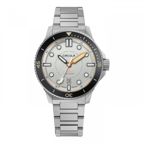 Men's silver Circula Watch with steel strap DiveSport Titan - Grey / Black DLC Titanium 42MM Automatic