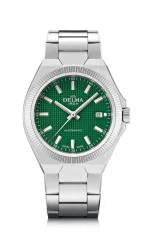 Stříbrné pánské hodinky Delma s ocelovým páskem Midland Automatic Silver / Green 40,5MM