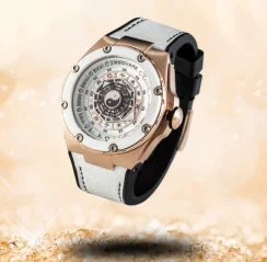 Relógio Nsquare pulseira de borracha de ouro para homens FIVE ELEMENTS Gold / White 46MM Automatic