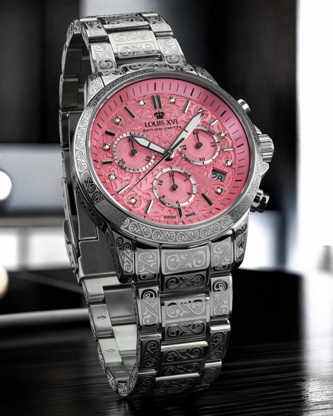 Stříbrné dámské hodinky Louis XVI s ocelovým páskem Palais Royale Woman With Diamond 6022 - Silver 38MM