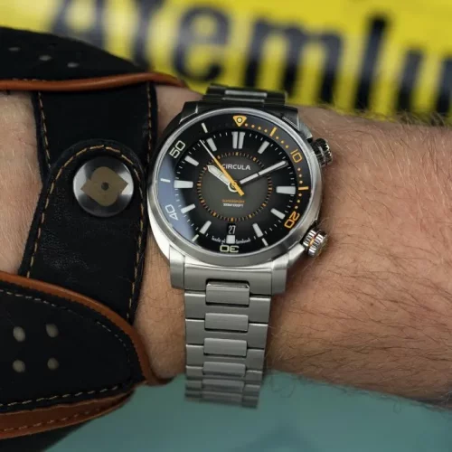 Męski srebrny zegarek Circula Watches ze stalowym paskiem SuperSport - Black 40MM Automatic