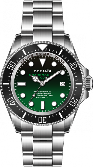 Stříbrné pánské hodinky Ocean X s ocelovým páskem SHARKMASTER 1000 SMS1019 - Silver Automatic 44MM