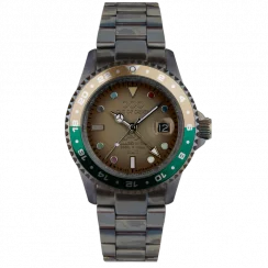Stříbrné pánské hodinky Out Of Order s ocelovým páskem GMT Marrakesh 44MM