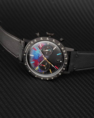 Czarny zegarek męski Undone Watches ze skórzanym paskiem Midnight Prism 42MM