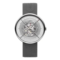 Orologio da uomo CIGA Design in argento con cinturino in gomma Series J Zen White 44M Automatic