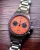 Stříbrné pánské hodinky Straton Watches s ocelovým páskem Classic Driver Orange 40MM