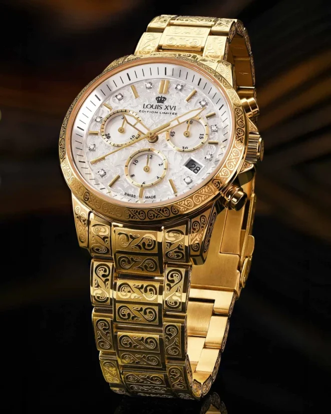 Women's gold Louis XVI watch with steel strap Palais Royale Woman With Diamond 6002 - Gold 38MM