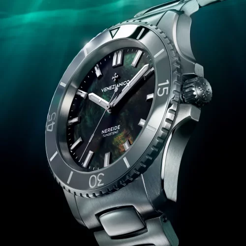 Strieborné pánske hodinky Venezianico s oceľovým pásikom Nereide Tungsteno 3121540C 39MM Automatic