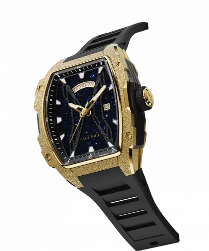 Men's gold Paul Rich Watch with a rubber band Frosted Astro Day & Date Mason - Gold 42,5MM