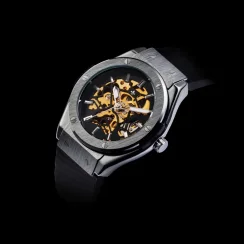 Reloj de plata Ralph Christian de hombre con goma Prague Skeleton Deluxe - Silver Automatic 44MM