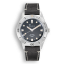 Relógio Squale prata para homens com pulseira de couro Super-Squale Sunray Black Leather - Silver 38MM Automatic