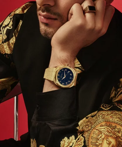 Montre Paul Rich pour homme de couleur or avec bracelet en acier Frosted Star Dust Arabic Edition - Gold Desert 45MM