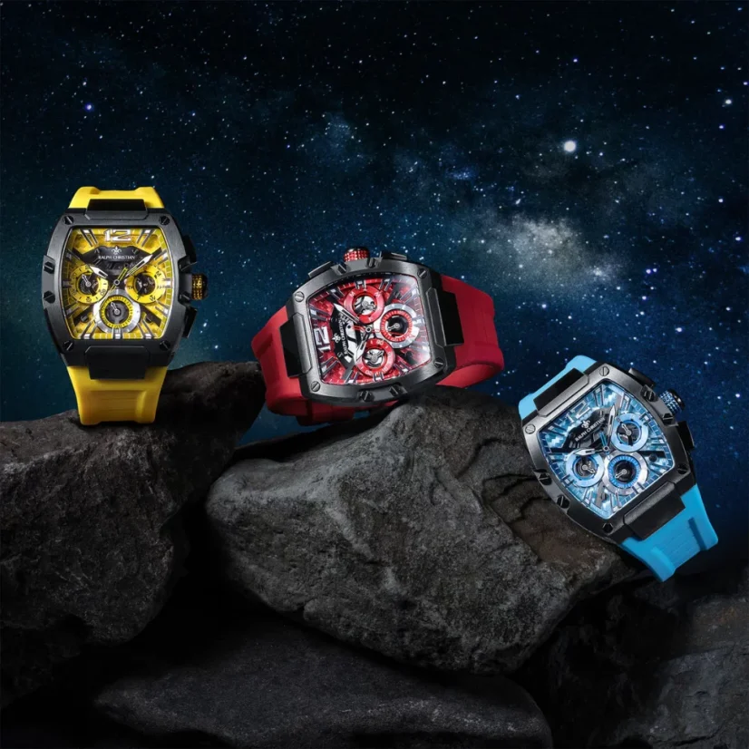 Schwarze Herrenuhr Ralph Christian mit Gummiband The Intrepid Sport - Arctic Blue 42,5MM