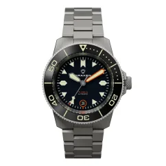 Strieborné pánske hodinky Draken s oceľovým pásikom Tugela – Black 42MM