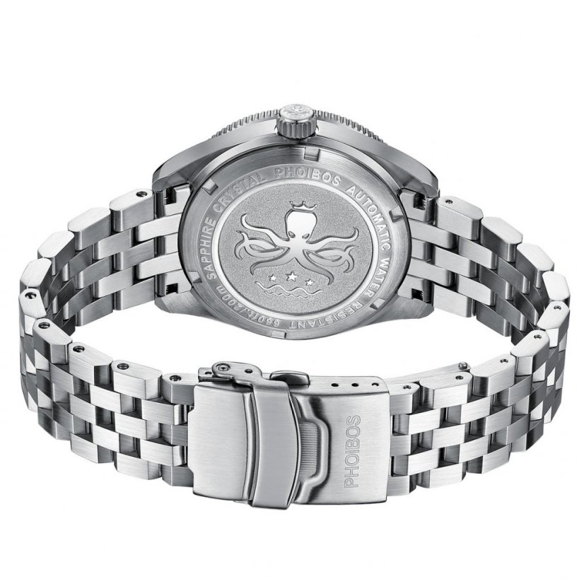 Men's silver Phoibos watch with steel strap GMT Wave Master 200M - PY049E Silver Automatic 40MM